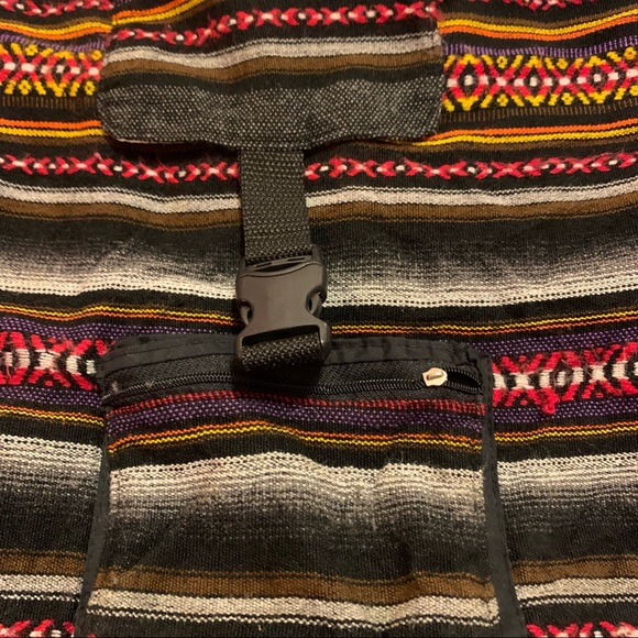 Boho Bag/Backpack with Multicolor Stripes - Picture 3 of 8